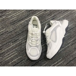 Christian Dior Sneakers 3019  White Cotton Grid Silver Bar Thick Sole Men