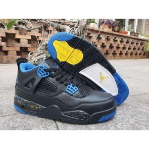 Air Jordan 4 Shoes Blue Black And Yellow Men