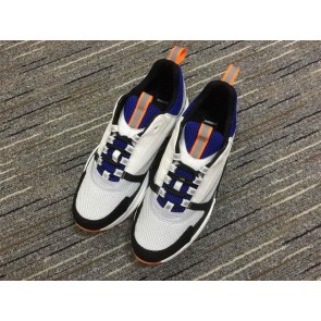 Christian Dior Sneakers 3039 White Cotton Grid Purple Tongue and Upper  Men