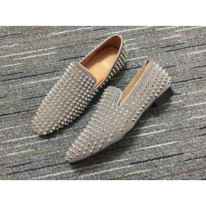 Christian Louboutin Loafers Suede All Rivets Grey Men
