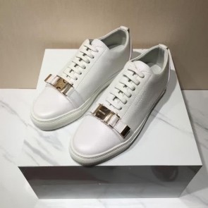 Buscemi Sneakers White Leather Golden Buckle Men