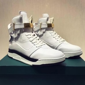 Buscemi Sneakers High Top White Leather Lock And Belts Men