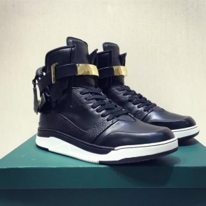 Buscemi Sneakers High Top Black Leather Lock And Belts Men