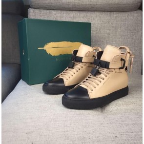 Buscemi Sneakers High Top Leather Nude And Black Upper Black Sole Men