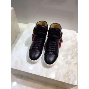Buscemi Sneakers High Top Leather Black Upper White Sole Men