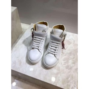 Buscemi Sneakers High Top Leather White Pink Tassel Men