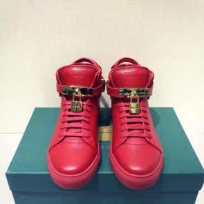 Buscemi Sneakers High Top Leather All Red Golden Lock Men
