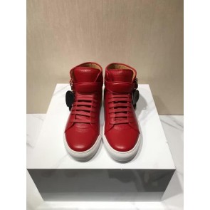 Buscemi Sneakers High Top Red Leather White Sole Buckle And Tassel Men