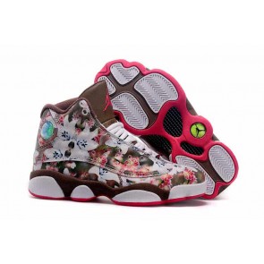 Air Jordan 13 High Pink Blossom White Lily Brown And White Women