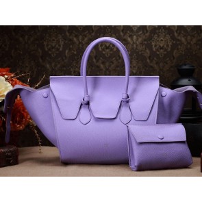 Celine Tie Nano Top Handle Bag Leather Purple