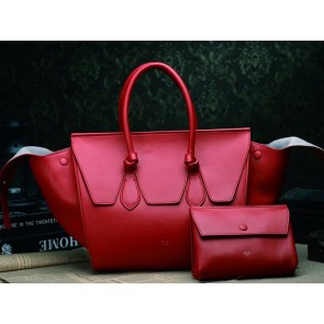 Celine Tie Nano Top Handle Bag Leather Red