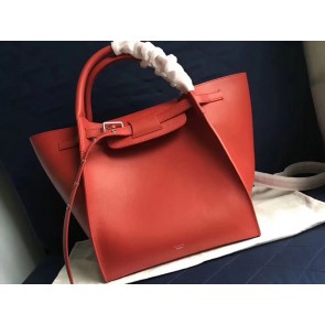 Celine Small Big Bag With Long Strap In Supple Grained Calfskin Red