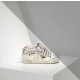 Golden Goose mid star sneakers in cotton canvas with leather star white military gold