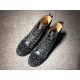 Christian Louboutin High Top Suede All Black And Rhinestones On Toe Cap