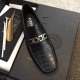 Versace Non-slip Design Cowhide Loafers Black Men