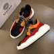 Versace First Layer Cowhide Sneakers Black Yellow And Red Men
