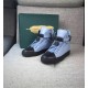 Buscemi Sneakers High Top Leather Black And Light Blue Upper Black Sole Men