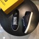 Fendi Sneakers Leather Black Upper White Shoelaces And Sole Men