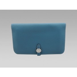 Hermes Dogon Togo Leather Wallet Purse Blue