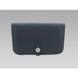 Hermes Dogon Togo Leather Wallet Purse Dark Blue